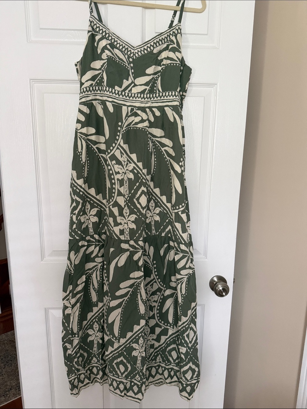 Z Supply Olive & Cream Printed Spaghetti Strap Maxi Dress